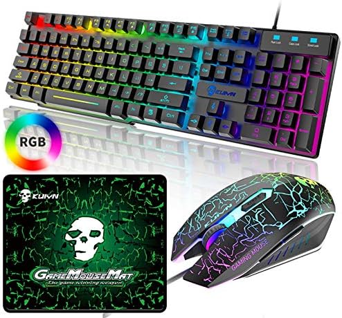 T6 Rainbow RGB Multi Backlight USB Wiring Gaming Keyboard Mouse Pad Conjunto XI6