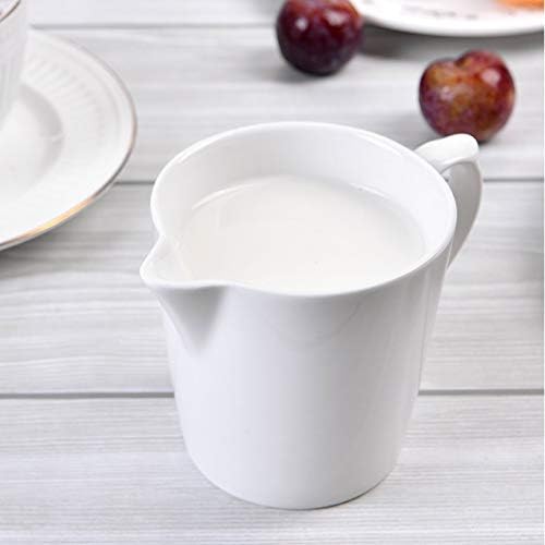 Molho de barco de leite de leite de cerâmica branca pura com manusear molho de xarope de café simples, molho doméstico, temperando jar cafe mel jar