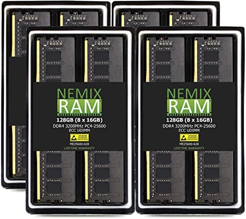 128GB DDR4-3200 MHz PC4-25600 ECC UDIMM 2RX8 1.2V Memória do servidor não sofrido por Nemix Ram