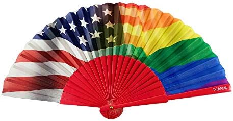 Fãs de orgulho Rainbow Hand Fan Pride Dobring Fan Durable Wood Fabric Wedding Hand Fan Gift