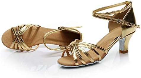Sandálias latinas de cor feminina sapatos de dança de moda de baile salsa de ouro sandálias para mulheres salto baixo
