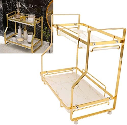 Rack de armazenamento de banheiro Gold Gold White Spice Organizer estável Easy limpo Capacidade de rolamento forte Ferro de cozinha