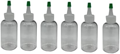 Fazendas naturais 2 oz Oz Boston BPA Garrafas grátis - 6 Pack Contêineres de recarga vazia - Produtos de limpeza de óleos essenciais - Aromaterapia | Capinha natural de Yorker com ponta verde - feita nos EUA