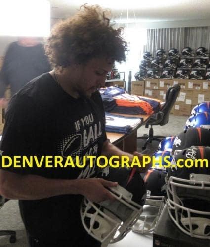 Phillip Lindsay autografou o capacete de Réplica Black de Denver Broncos JSA 22622 - Capacetes NFL autografados