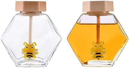 Jarra de mel com escorregamento e tampa de mel fofa para armazenar mel e copo de xarope recipientes de mel para cozinha