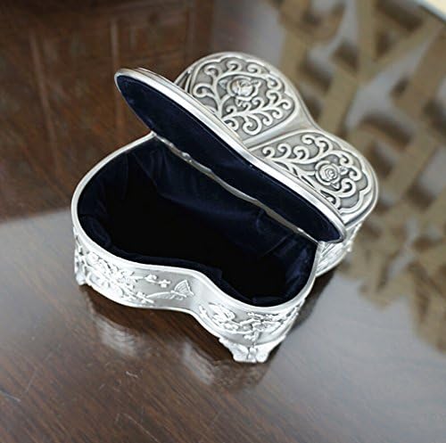 Infinito U Luxo Butterfly Shape Rose Graving Women Tin Tinket Jewellery Box Antique Sliver