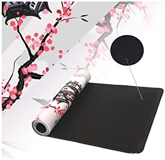 MEWOOCUE japonês Blossom White Gaming Mouse Pad, xxl grande laptop para jogos de anime mouse blide, sakura grandes almofadas de mesa, teclado prolongado PC à prova d'água e não deslizamento 31.5x11.8 polegadas