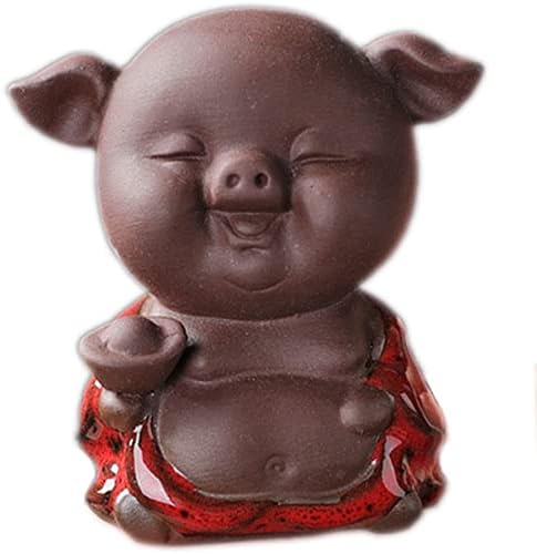 Ornamento de porco de argila roxa