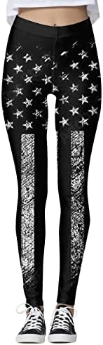 Leggings de ioga para mulheres com cintura alta a bandeira dos EUA Estrela Estrela de ioga