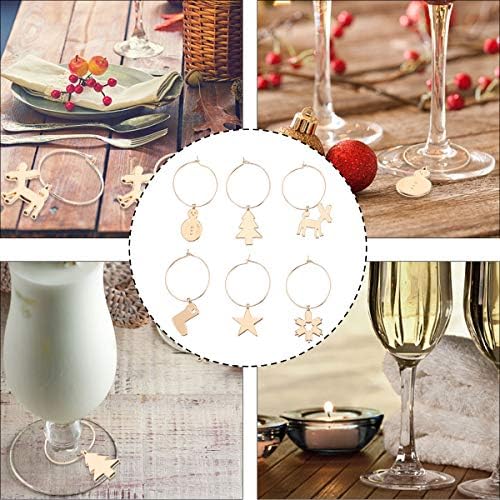 Doitool 6 PCs Metal Cup Ring Christmas Prop Wine Glass Decoration Party Glass Ornament