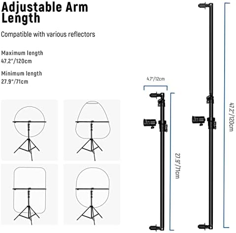 NEEWER Armado de suporte refletor extensível com suporte e bolsa de 6,6 '/2m, telescópicos de estúdio fotográfico 27,9