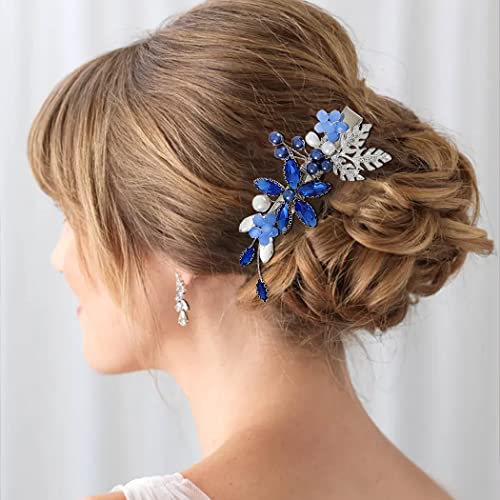 Campsis Hair Cabelos Cabinetes Blue Strass Peda de cabelo Noiva Cristal