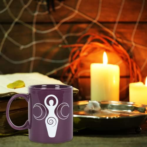 Pacific Giftware Purple Triple Triple Deusa Caneca, xícara de café gótico colecionável em cerâmica com símbolo da lua, 4,7 polegadas x 3,14 polegadas x 3,5 polegadas, 11 fl oz