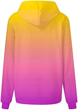 Moleto de outono feminino capuz casual tops vintage paisagem estampa longa manga longa moletom de molete de molhas ombre ombre casaco com capuz para meninas adolescentes