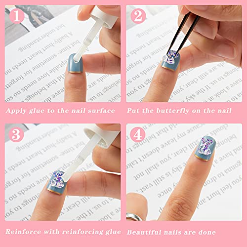 96 peças 3D Acrílico Butterfly Charms e Bonics Uli Unh Nail Art Decorações, inclui 60 peças strass em forma de urso de cristal