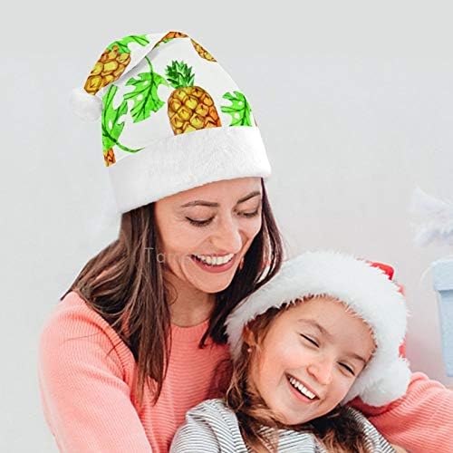 Chapéu de Papai Noel de Natal, abacaxi deixa chapéu de férias de natal para adultos, Hats de Natal com conforto unissex