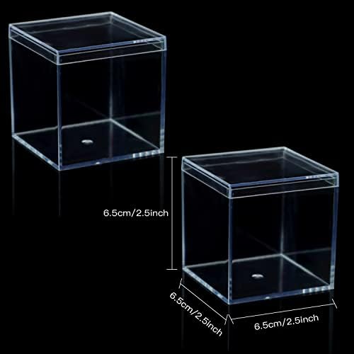15 PCS Cubo quadrado de plástico transparente, 2,56x2.56x2.56 Caixa de armazenamento de plástico pequeno com tampa de