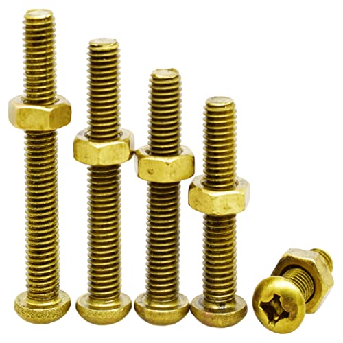 Kit de porca de parafuso redondo de bronze, para fixações de móveis etc.M2.5x12mm