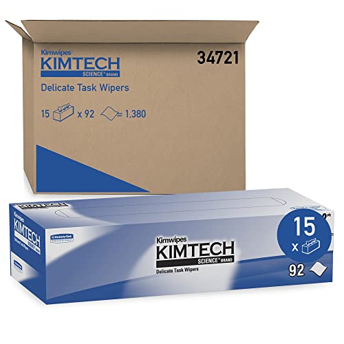 Kimwipes Tarefa delicada Kimtech Science Wipers, White, 2-Ply, 15 caixas pop-up / estojo, 90 folhas / caixa, 1.350 folhas