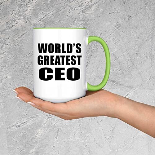 Designsify Maior CEO do mundo, 15oz Accent Coffee Coffee Green Ceramic Tea-Cup com Handle, Gifts for Birthday Anniversary