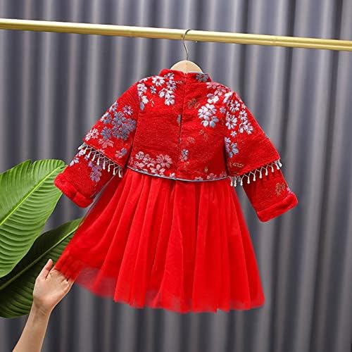 Vestido para meninas criança bebê menina ano novo vestido ano novo vestido de tang vermelho menina bebê festival de primavera qipao