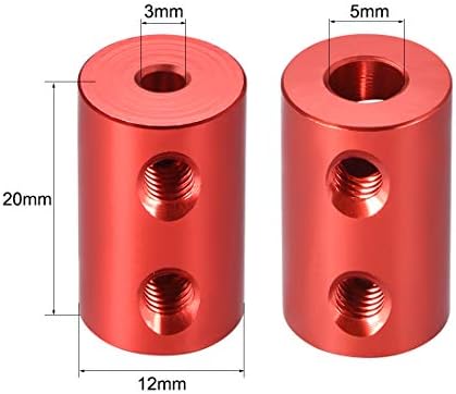 Uxcell de 3 mm a 5mm de parafuso de acoplamento rígido Ligia de alumínio L20XD12, conector do acoplador do eixo, acessórios