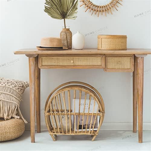 ZPLJ Magazine Racksoffice Basket Basket Handmade Rattan Desktop Book Storage Rack | Armazenamento de escritório em casa para