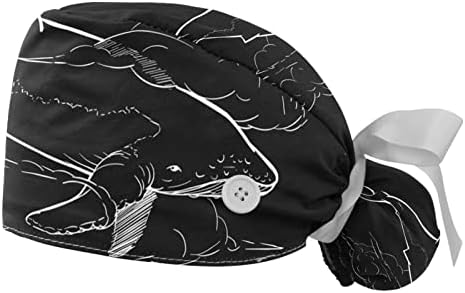 2 Pacote de tampas de trabalho com banda de moletom para mulheres, chapéus de capa de bolsa de rabo de baleia de baleia