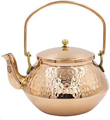 Chaleira de chá de cobre feita à mão, bule de chá japonês, chaleira sólida de chá de cobre, bule de fogão…