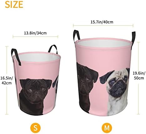 Funny Animal Pug Pug Dog Circular Lavanderia cesto impressão cesto cesto de lavanderia livre cesta de lavanderia lavanderia cesto dobrável