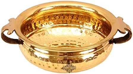 Indian Art Villa Brass Hammered Design Urli/Decorative Bowl, 50 oz, decoração de casa e item festivo