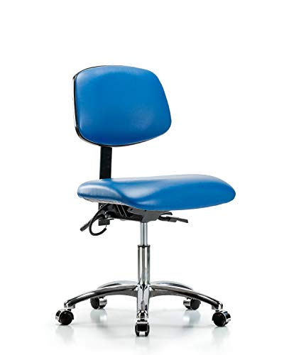 Labtech Seating LT41168 ESD Vinil Cadeira de altura da cadeira de cromo Base, Casters ESD Blue