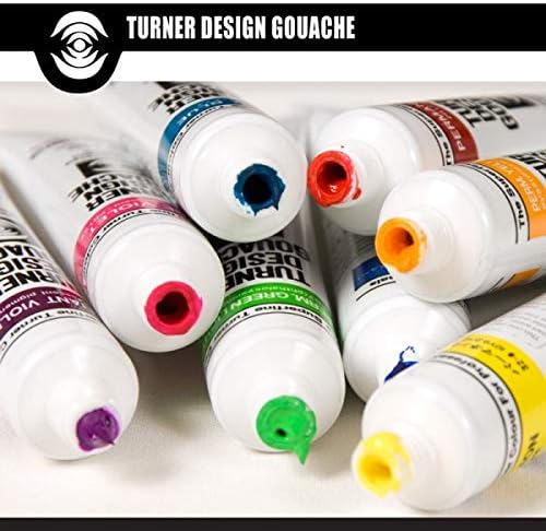 Conjunto de tinta em aquarela de Turner - Design Gouache Premier Opacoco Watercolor Paint - 25 ml Tubos - Conjunto de 12 cores variadas