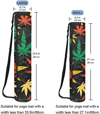 Bolsa de tapete de ioga ratgdn, folhas de cannabis retrô exercícios portador de tapete de tapete de ioga full-zip yoga saco de transporte