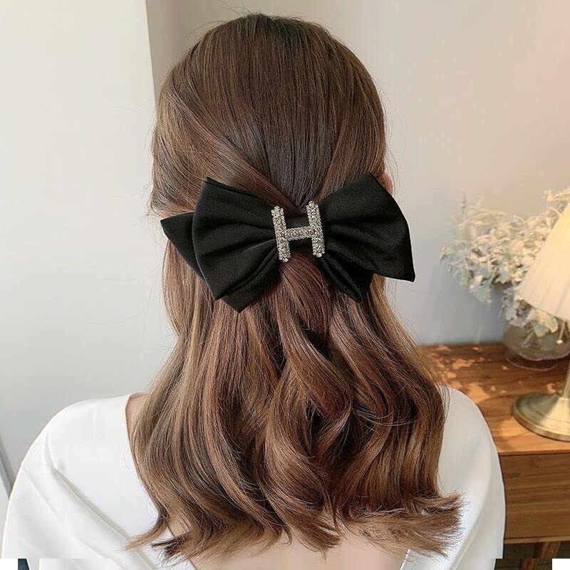 N/A 188cm Velvet letra H Clipe de cabelo para mulheres meninas Casamento Longo Ribbon Vinho preto Acessórios de cabelos