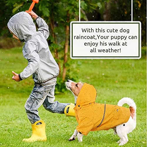 Casaco de chuva de cachorro kuoser, capa de chuva compactável com animais de estimação com capuz removível, poncho