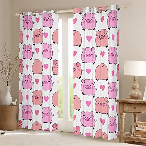 Cortinas de porco rosa erosebridal cortinas fofas de preto de animais de estimação adoráveis ​​animais de fazenda