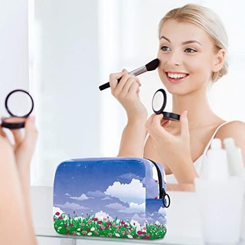 Tbouobt Gifts For Men Mulheres Bolsas de maquiagem Bolsa de higiene pessoal Sacos de cosméticos, cenário de campo de flor