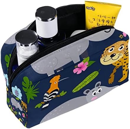Saco de maquiagem pequeno, organizador cosmético da bolsa com zíper para mulheres e meninas, cartoon Animal Monkey Hippo Koala