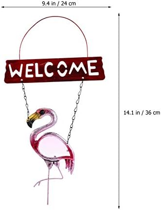 Decoração vintage de jardim 2pcs porta flamingo assinando bem -vindo a porta de praia de verão pendurada sinal de havaí pássaros