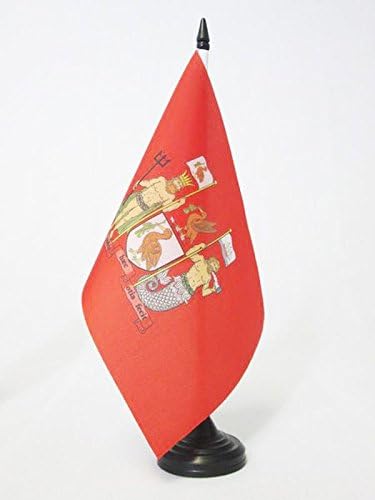AZ Flag Liverpool Bandeira 5 '' x 8 '' - Liverpool na bandeira da mesa da Inglaterra 21 x 14 cm - Beck de plástico preto e base