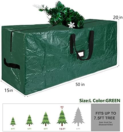 Juegoal Christmas Tree Storage Sacag, se encaixa em árvores desmontadas artificiais de 7,5 pés de altura, duráveis ​​com alças e zíper duplo, material à prova d'água
