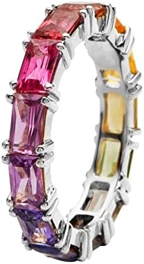 Ringos de anel justificados de dedo anel multicolorido de zircão de zircão feminino jóias de moda simples banda de acessórios