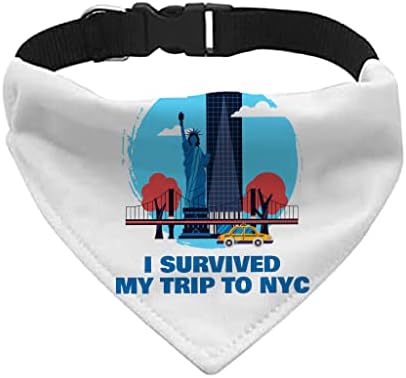 Eu sobrevivi à minha viagem a New York Pet Bandana Collar - Cola Funny Scondf - Design de texto Dog Bandana - S