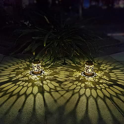Lanternas solares ao ar livre lanterna de decoração de abelhas penduradas, luz de jardim decorativa de metal retro