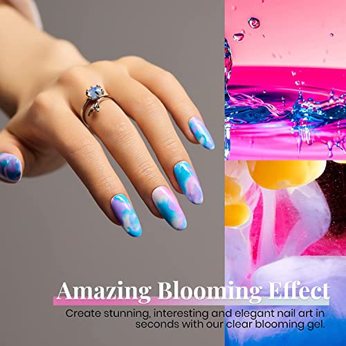 Vishine Blooming Gel Achaness, 15ml de unhas de unha clara UV LED Blossom Gel Polish para efeito de espalhamento, mármore,