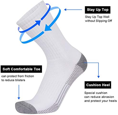 Coovan 12 Pack Crew Socks for Men Half Cushion umidade Wicking Socks Athletic
