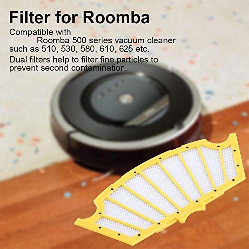 Filtro de substituição de 6 pcs, filtros duplos compatíveis com o aspirador da série Roomba 500 Fácil de instalar