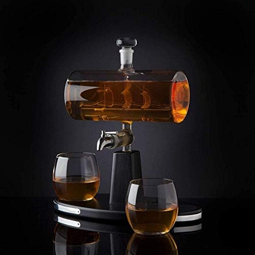 Sobriedade 750ml Whisky Dispenser Dispensador com 2 óculos de uísque- para licor, uísque, bourbon, fabricante de saquê de uísque