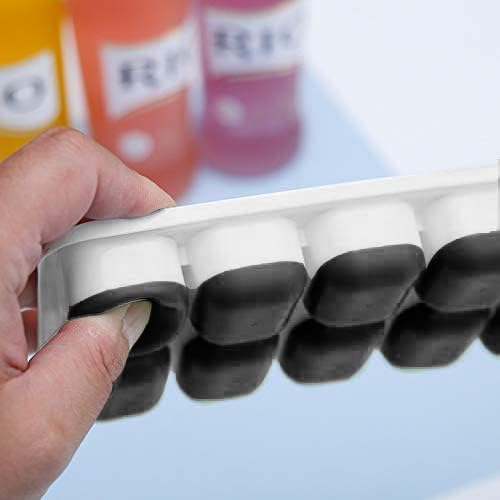 Pacote de 4 bandejas de cubo de gelo empilhável de silicone, bandejas de cubo de gelo de silicone flexíveis reutilizáveis ​​com tampas